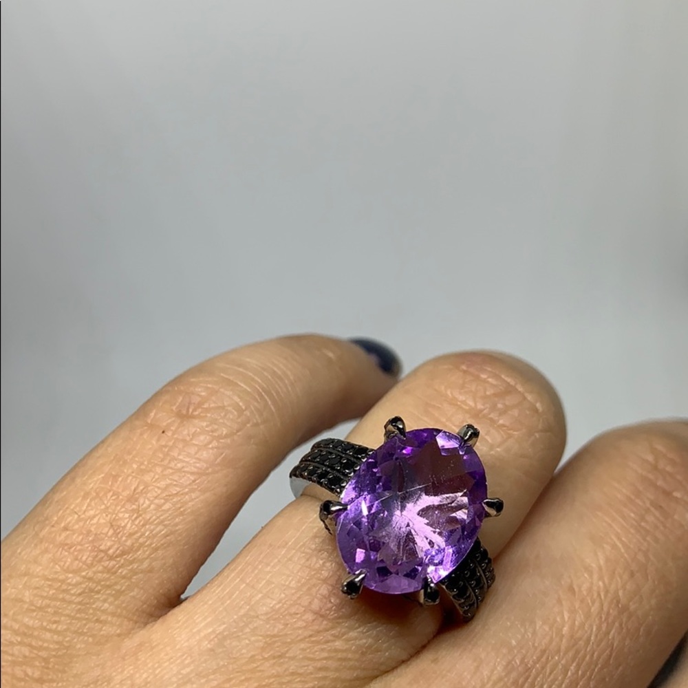 Amethyst + Black Spinel Ring